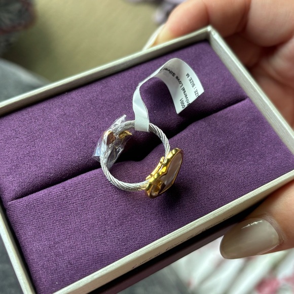 NWT Charriol Universal Love Silver Heart Mother of Pearl Cable Ring - Picture 4 of 8